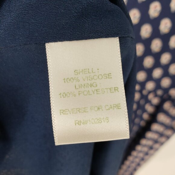 Garnet Hill Boho Floral Print A Line Dress 2 V Neck 3/4 Sleeves Navy Blue Red - Picture 9 of 9